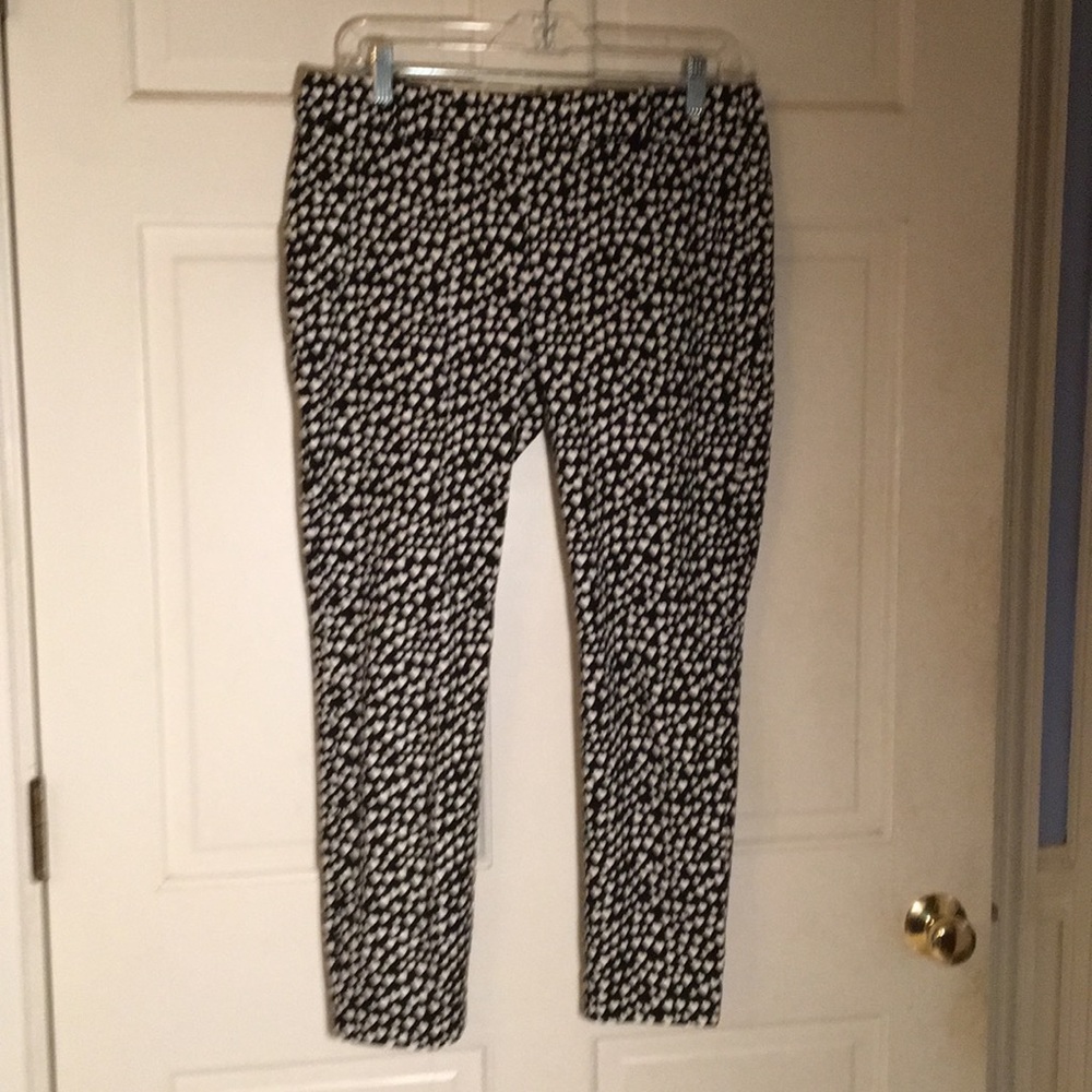 J. Crew Black/White Hearts Cropped Pants